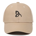 Classic khaki cotton baseball cap featuring unique black geometric abstract embroidery - Adjustable / Khaki