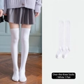 Women's white over-knee socks in high-elastic knit fabric with chicken claw pattern - One Size / Solid Over Knee Socks - White