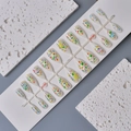 Ink stone cartoon polka dot almond press-on nails set with 24 pieces on display stand - Colorful Polka Dot Cartoon Style (WY-097) / 24 Pieces Strip Pack