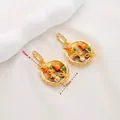 Golden tulip pendant with orange enamel and zircon inlays on white silk fabric - Style 36 Blue White Enamel Stamen Pearl Pendant