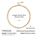 Detailed size chart and specifications for the gold heart link stainless steel necklace - Textured Wide Chain (YYN025038)