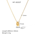 Gold plated heart pearl shell necklace with round pendant and tassel 40cm adjustable chain - Round Ring Pendant Style (HF-X2227)