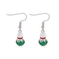 Christmas alloy drop earrings with green faceted beads and red accents for women - Gingerbread Man Earrings