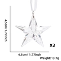 Vue détaillée des dimensions de l'ornement étoile 3D de 4,5 cm pour sapin de Noël - Ornements en Étoile Transparente (3 pièces/paquet)