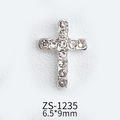 Silver cross nail art charm with rhinestones model ZS-1235 size 6.5x9mm - Hollow Cross (ZS-1235)