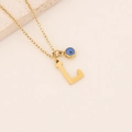 Collier en acier doré avec pendentif lettre L et breloque œil bleu protecteur - L