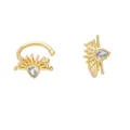 Elegant 18k gold plated flower ear cuff with sparkling teardrop zircon and sunburst design - Style B-Sunburst Teardrop