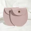 Pink PU leather jewelry pouch with round bottom and gold snap button closure - 8*8.5cm / Light Purple