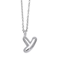 Polished silver initial Y letter pendant necklace with fine cable chain for women - Letter Y