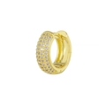 18K vergoldete Huggie-Ohrringe mit vier Reihen brillanter weißer Zirkonia-Steine - Groß (9.5mm) / Gold