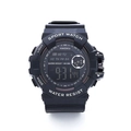 Sporty black digital watch with HK-336 waterproof electronic display on white background - Default Bagged / Gun Black