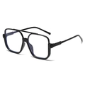 Lunettes d'aviateur rétro noires à monture carrée avec un double pont élégant - Monture Noire Verres Transparents