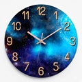 Orologio da parete galassia con numeri arabi dorati e quadrante stellato per bambini - Nebulosa Blu