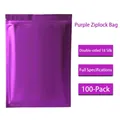 Purple foil ziplock pouch, double-sided 180 microns thickness, pack of 100 pieces - 7x10cm*18mm Matte Purple [100 Pieces]
