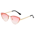 Fashionable rimless cat-eye sunglasses with gradient lenses and gold metal frames - Gold Frame Gradient Pink
