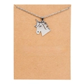 Silver unicorn necklace with Life is Magical message card on craft paper background - Unicorn Gold Card (YH6152) / Silver