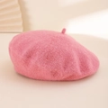 Minimalist soft pink cashmere-style beret hat with classic wool texture for women - One Size / Dusty Pink