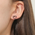 Minimalist black twisted triangle stud earrings in durable titanium steel for women - Black Twisted Rope Triangle Studs