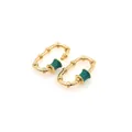 18K gold plated oval carabiner screw clasp with green enamel and bamboo texture - Gold (Emerald Green Enamel)