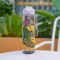 Gobelet en plastique à couvercle violet avec motif éléphant de dessin animé rayé vert - 700ml / Nouveau-Violet Transparent