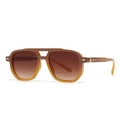 Retro-Sonnenbrille mit Doppelsteg, bernsteinfarbenem Gestell und braunen Verlaufsgläsern - Tee Rahmen Tee