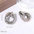 Silver Multi-layer Hoop Studs ZJGE1949
