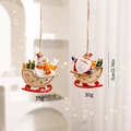 Resin Santa and Snowman on sleigh Christmas tree ornaments with twine hangers, 7cm tall - Combination 11 (Santa Sleigh/Snowman Sleigh)