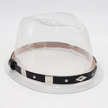 Detail of vintage black leather hat band with silver metal diamond-shaped studs and rivets - One Size / Diamond