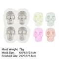Skull head silicone mold for resin or chocolate with colorful DIY finished samples - 3#B476 4-Cavity Skull / Gray