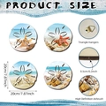 Set of 4 round nautical wooden wall signs with starfish beach prints and hanging hooks - Ocean Theme Style (Y24Y50955_Q) / 20cmx0.5cm (4 Blocks)