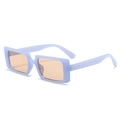 Retro rectangular lavender sunglasses with vibrant orange lenses for a summer fashion look - Jelly Blue Frame Brown Lens