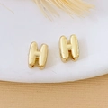 Minimalist 18K gold plated copper H-shaped letter stud earrings for women - Gold Letter H