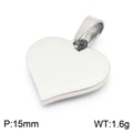 Polished silver heart pendant made of stainless steel with 15mm size and 1.6g weight - Steel Color Smooth Heart Pendant (KP100672-Z)