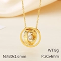 Gold triple-ring pendant necklace with cubic zirconia and the moon engraving - Gold (KN114446-K)