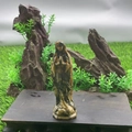 10cm tiger eye natural semi-precious stone carved Virgin Mary figurine on wood base - Leopard Jasper