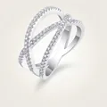 Intertwined multi-layer S925 sterling silver ring with sparkling moissanite stones - US Size 9 / 69 Moissanite Stones (R13689)
