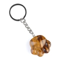 Tiger eye stone cat paw keychain with natural silk texture and polished finish - Tiger's Eye