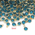 Ciondolo dorato 6mm in acciaio inossidabile con cristallo blu per creazione gioielli fai-da-te - Blu