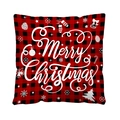 Fodera per cuscino a quadretti rossi e neri Merry Christmas con fiocchi di neve - Stile 9-Quadri Buffalo Rossi Neri Merry Christmas