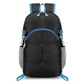 Foldable lightweight hiking backpack in black with vibrant blue accents and mesh pockets - 20-35L / Black