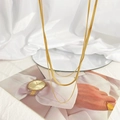 Elegant gold double-layer herringbone snake chain necklace for women minimalist jewelry - Gold Triple Layer Snake Bone Chain (BDK827)