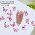 3D gradient rose pink resin butterfly nail art charms with glitter 8x6mm size - 8*6mm / Gradient Rose Pink