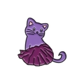 Niedliche lila Cartoon Katze Emaille Pin Anstecknadel mit dunkelviolettem Faltenrock - Lila Kleid Katze (QHXZ402)