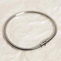 Bracciale a catena snake minimalista in acciaio inossidabile argento con chiusura a cilindro - Argento
