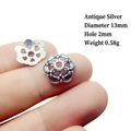 Macro detail of 13mm antique silver alloy flower bead cap for jewelry making - 5# Antique Silver