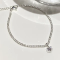 Bracelet argenté élégant avec pendentif en zircon hexagonal et fermoir mousqueton - Argent Avec Zircone Blanche