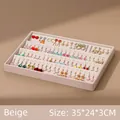 Beigefarbene Samt-Ohrring-Display-Schale 35x24x3cm mit vielen Schlitzen für Schmuck - Beige