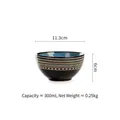 Japanese ceramic rice bowl in cobalt blue glaze with brown textured wave exterior - 4.5 Inch / Blue Coil