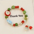Handmade Jingdezhen ceramic beaded bracelet with colorful apple and leaf shaped charms - Colorful Leaves (1473-01)