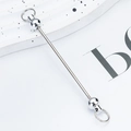 DIY silver metal beading rod accessory with spherical ends for custom keychains - Silver